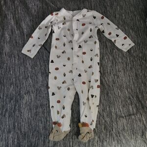Carter's White Footie with Autumn Print